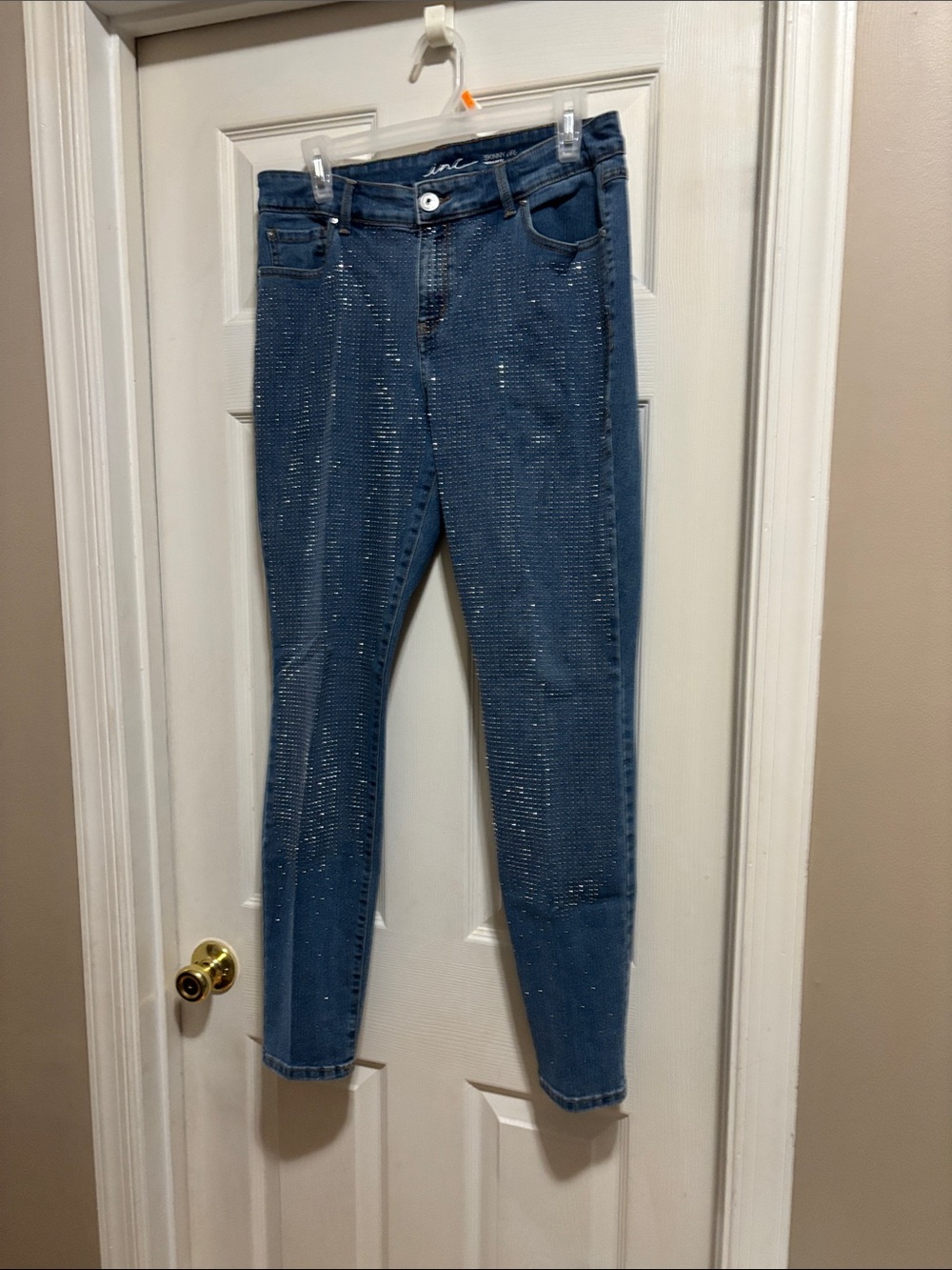 Women's Blue Embellished Skinny Jeans